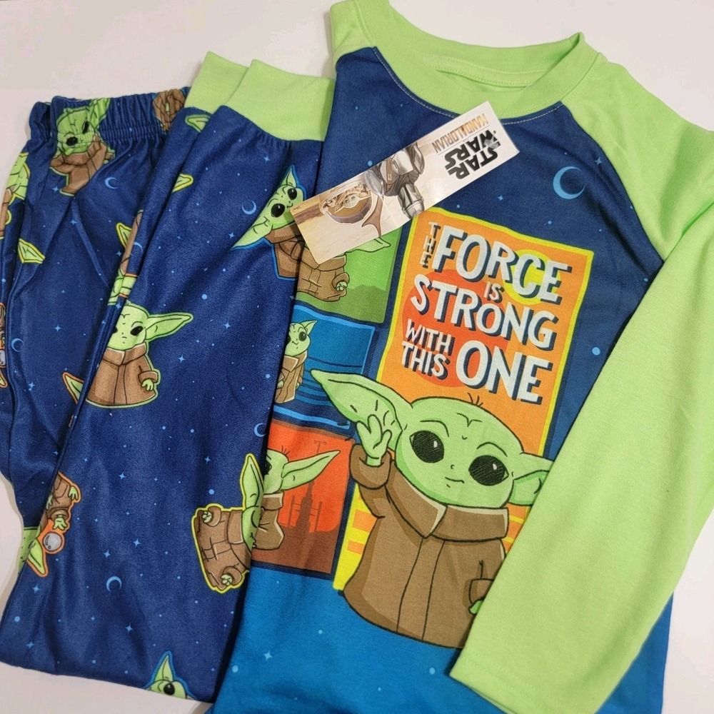 NEW STAR Wars Baby Yoda Super Hero Boys Long Sleeve Pajama 2 PC Set Size 6-7